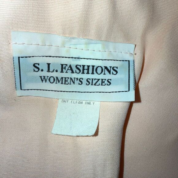 Vintage S.L. Fashions Peach Maxi Dress Size 20 – Statement Collar Lace Trim Full - Picture 13 of 16